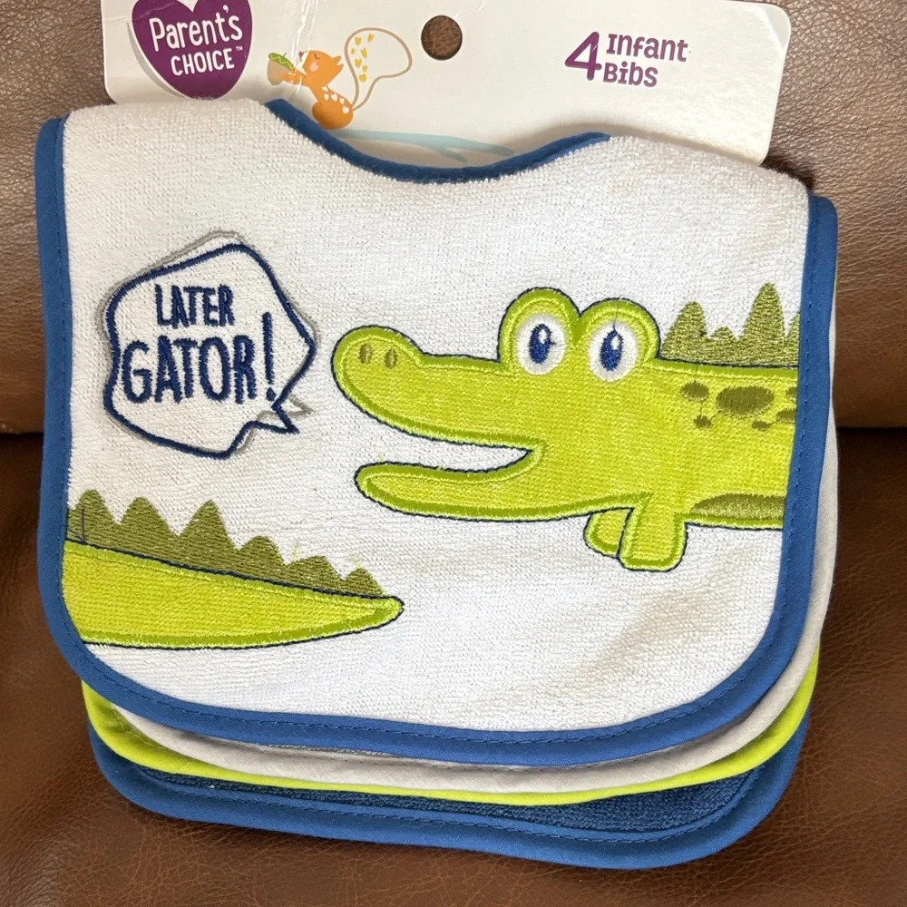 Parents Choice 4 pack Infant Bibs - Green and Blue